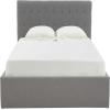 SAFAVIEH Couture Collection Rosita Low-Profile Ivory Tufted Upholstered Queen Bed, Ideal for Bedroom, Guest Room(Light Grey – Q)