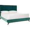 SAFAVIEH Couture Collection Tsarina Dark Seafoam Velvet Tufted Queen Size Bed(Dark Seafoam/Gold)