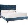 SAFAVIEH Couture Collection Tsarina Dark Seafoam Velvet Tufted Queen Size Bed(Dusty Blue)