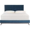SAFAVIEH Couture Collection Tsarina Dark Seafoam Velvet Tufted Queen Size Bed(Dusty Blue)