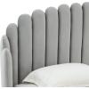 SAFAVIEH Couture Home Collection Rosabella Light Grey Velvet and Gold Channel Tufted Queen Bed(Light Grey/Gold)