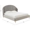 SAFAVIEH Couture Home Collection Rosabella Light Grey Velvet and Gold Channel Tufted Queen Bed(Light Grey/Gold)
