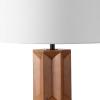 SAFAVIEH Couture Lighting Collection – Ferdinand Walnut Wood Table Lamp with White Shade, 29″ Modern Bedside or Living Room Light, Dimmable with LED Bulb (CTL1099A)(Walnut/White)