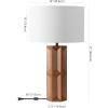 SAFAVIEH Couture Lighting Collection – Ferdinand Walnut Wood Table Lamp with White Shade, 29″ Modern Bedside or Living Room Light, Dimmable with LED Bulb (CTL1099A)(Walnut/White)