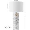 SAFAVIEH Couture Lighting Collection – Gizelle White & Grey Round Marble Table Lamp with White Shade, 29″ Modern Bedside or Living Room Light, Dimmable with LED Bulb (CTL1097A)(White/Grey)