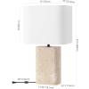SAFAVIEH Couture Lighting Collection – Lisabryna Travertine Table Lamp with White Shade, 22″ Modern Bedside or Living Room Light, Dimmable with LED Bulb (CTL1094A)(Travertine/White)