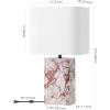SAFAVIEH Couture Lighting Collection – Lisabryna Travertine Table Lamp with White Shade, 22″ Modern Bedside or Living Room Light, Dimmable with LED Bulb (CTL1094A)(White/Red)