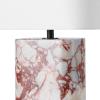 SAFAVIEH Couture Lighting Collection – Lisabryna Travertine Table Lamp with White Shade, 22″ Modern Bedside or Living Room Light, Dimmable with LED Bulb (CTL1094A)(White/Red)