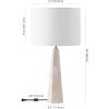 SAFAVIEH Couture Lighting Collection Gabryanna Travertine/White 26-inch Dimmable Table Lamp for Bedroom Living Room Home Office Desk Nightstand (LED Bulb Included)