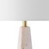 SAFAVIEH Couture Lighting Collection Gabryanna Travertine/White 26-inch Dimmable Table Lamp for Bedroom Living Room Home Office Desk Nightstand (LED Bulb Included)