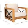 SAFAVIEH Couture Outdoor Collection Andros Natural/Beige Teak Solid Wood Patio Chair