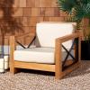 SAFAVIEH Couture Outdoor Collection Andros Natural/Beige Teak Solid Wood Patio Chair
