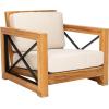SAFAVIEH Couture Outdoor Collection Andros Natural/Beige Teak Solid Wood Patio Chair
