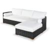 SAFAVIEH Couture Outdoor Collection Anguilla Dark Grey/White Wicker Solid Wood Chaise Sofa (Fully Assembled)(Dark Grey/White)