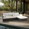 SAFAVIEH Couture Outdoor Collection Anguilla Dark Grey/White Wicker Solid Wood Chaise Sofa (Fully Assembled)(Dark Grey/White)