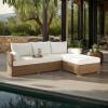 SAFAVIEH Couture Outdoor Collection Anguilla Dark Grey/White Wicker Solid Wood Chaise Sofa (Fully Assembled)(Natural/White)