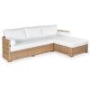 SAFAVIEH Couture Outdoor Collection Anguilla Dark Grey/White Wicker Solid Wood Chaise Sofa (Fully Assembled)(Natural/White)
