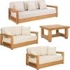 SAFAVIEH Couture Outdoor Collection CPT1002 Table, Black(Natural Teak)