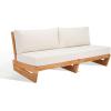 SAFAVIEH Couture Outdoor Collection Julianne Natural/Brown Teak Solid Wood Patio Sofa(Natural/Beige)