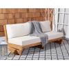 SAFAVIEH Couture Outdoor Collection Julianne Natural/Brown Teak Solid Wood Patio Sofa(Natural/Beige)
