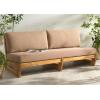 SAFAVIEH Couture Outdoor Collection Julianne Natural/Brown Teak Solid Wood Patio Sofa(Natural/Brown)