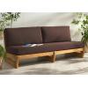 SAFAVIEH Couture Outdoor Collection Julianne Natural/Brown Teak Solid Wood Patio Sofa(Natural/Dark Brown)