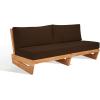 SAFAVIEH Couture Outdoor Collection Julianne Natural/Brown Teak Solid Wood Patio Sofa(Natural/Dark Brown)
