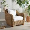 SAFAVIEH Couture Outdoor Collection Melbourne Natural/White Cushion Wicker Patio Accent Chair