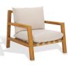 SAFAVIEH Couture Outdoor Collection Trinidad Natural/White Cushion Solid Teak Wood Patio Accent Chair