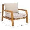 SAFAVIEH Couture Outdoor Collection Trinidad Natural/White Cushion Solid Teak Wood Patio Accent Chair