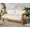 SAFAVIEH Couture Outdoor Patio Furniture Collection – Achilles Natural Teak & White Patio Sofa, Modern Outdoor Seating (CPT1069A)(White/Natural Teak)