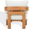 SAFAVIEH Couture Outdoor Patio Furniture Collection – Achilles Teak & Chair, Modern Outdoor Accent Lounge (CPT1068)(White/Natural Teak)