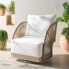 SAFAVIEH Couture Outdoor Patio Furniture Collection – Adelandra Light Grey & White Rope Swivel Accent Chair with Cushions, Fully Assembled (CPT4015A)(Light Grey/White)