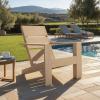 SAFAVIEH Couture Outdoor Patio Furniture Collection – Calypso Sand Eucalyptus Adirondack Chair, Classic Outdoor Lounge Chair for Patio, Deck & Garden, Solid Wood (CPT1064A)(Sand)