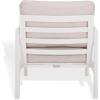 SAFAVIEH Couture Outdoor Patio Furniture Collection – Chryssa Accent Chair, White Aluminum Frame with Natural Teak Wood Armrests & Beige Cushions (CPT4007A)(White/Beige)