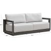SAFAVIEH Couture Outdoor Patio Furniture Collection – Donaldo 3-Seater Sofa, Dark Grey Aluminum Frame with Beige Cushions, Fully Assembled (CPT4011A)(Dark Grey/Beige)