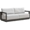 SAFAVIEH Couture Outdoor Patio Furniture Collection – Donaldo 3-Seater Sofa, Dark Grey Aluminum Frame with Beige Cushions, Fully Assembled (CPT4011A)(Dark Grey/Beige)
