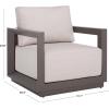 SAFAVIEH Couture Outdoor Patio Furniture Collection – Donaldo Accent Chair, Dark Grey Aluminum Frame with Beige Cushions, Fully Assembled (CPT4010A)(Dark Grey/Beige)