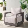 SAFAVIEH Couture Outdoor Patio Furniture Collection – Donaldo Accent Chair, Dark Grey Aluminum Frame with Beige Cushions, Fully Assembled (CPT4010A)(Dark Grey/Beige)