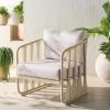 SAFAVIEH Couture Outdoor Patio Furniture Collection – Franklyn Rope Accent Chair, White Aluminum Frame with Beige Woven Rope & Cushions, Fully Assembled (CPT4014A)(White/Beige)