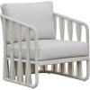 SAFAVIEH Couture Outdoor Patio Furniture Collection – Franklyn Rope Accent Chair, White Aluminum Frame with Beige Woven Rope & Cushions, Fully Assembled (CPT4014A)(White/Beige)