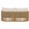 SAFAVIEH Couture Outdoor Patio Furniture Collection – Gale Natural & Beige Teak & Hyacinth Sofa, Curved Rope-Wrapped Frame with Plush All-Weather Cushions (CPT2014A)(Natural/Beige)