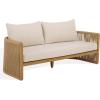 SAFAVIEH Couture Outdoor Patio Furniture Collection – Gale Natural & Beige Teak & Hyacinth Sofa, Curved Rope-Wrapped Frame with Plush All-Weather Cushions (CPT2014A)(Natural/Beige)