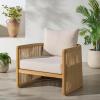 SAFAVIEH Couture Outdoor Patio Furniture Collection – Gale Teak & Woven Hyacinth Accent Chair, Outdoor Lounge Seating (CPT2013)(Natural/Beige)