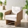 SAFAVIEH Couture Outdoor Patio Furniture Collection – Giuseppe Natural & White Wicker Accent Chair, Modern Rattan Design with Cushions, Fully Assembled (CPT4016A)(Natural/White)