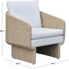 SAFAVIEH Couture Outdoor Patio Furniture Collection – Giuseppe Natural & White Wicker Accent Chair, Modern Rattan Design with Cushions, Fully Assembled (CPT4016A)(Natural/White)