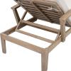 SAFAVIEH Couture Outdoor Patio Furniture Collection – Martinique Chaise Lounge Chair, Natural Teak Solid Wood with Removable White Cushions (CPT1066H)(Natural/Beige)