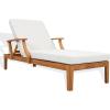 SAFAVIEH Couture Outdoor Patio Furniture Collection – Martinique Chaise Lounge Chair, Natural Teak Solid Wood with Removable White Cushions (CPT1066H)(White/Natural Teak)