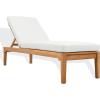 SAFAVIEH Couture Outdoor Patio Furniture Collection – Montclair Natural Teak Chaise Lounge with White Cushions, Adjustable Recliner (CPT1067)(White/Natural Teak)