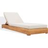 SAFAVIEH Couture Outdoor Patio Furniture Collection – Montford Brazilian Teak Chaise Lounge with Beige Cushions, Adjustable Backrest (CPT1065)(Natural Teak/Beige)